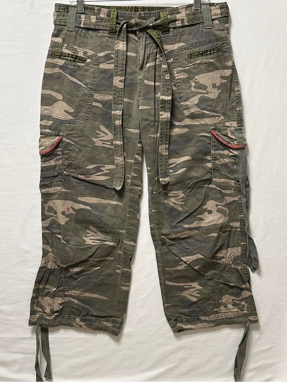 Spy Zone Exchange Women’s Olive Green/Brown/Beige Camo Utility Capris - XL